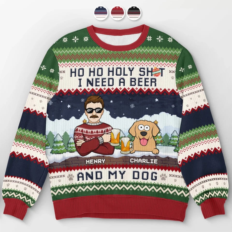 I Need A Beer - Dog & Cat Personalized Custom Ugly Sweatshirt - Unisex Wool Jumper - Christmas Gift For Pet Owners, Pet Lovers