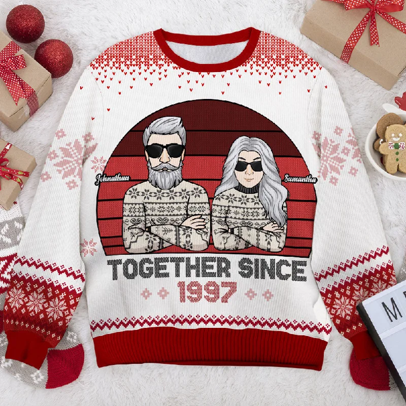 We've Been Together For Such A Long Time - Gift For Couples, Husband Wife, Personalized Custom Unisex Ugly Christmas Sweatshirt, Wool Sweatshirt, All-Over-Print Sweatshirt